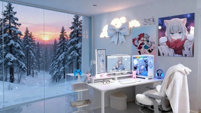 电竞房间窗外雪