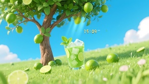 4K 清新夏日青柠气泡水