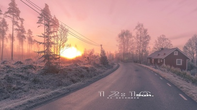 落日下的森林小屋