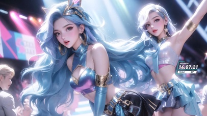 4k电音炫彩女孩