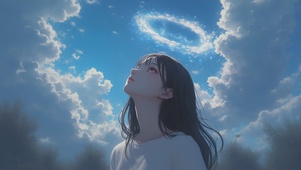 anime girl sky