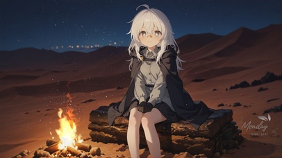 唯美沙漠夜晚少女