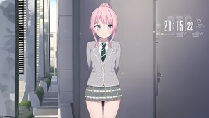 唯美校园粉发少女