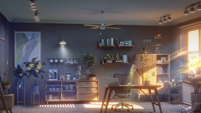 治愈温馨办公房间