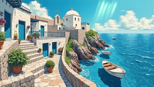地中海小镇海滨治愈风景