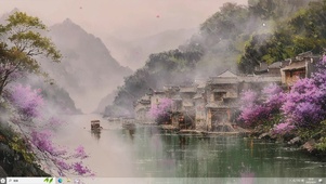 江南水乡AI插画-桌面主题