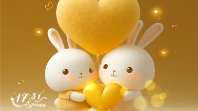 可爱黄色爱心兔兔