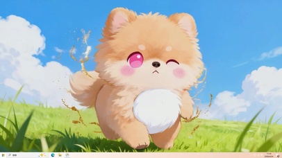 白云草地可爱萌宠桌面主题