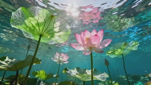 梦幻光影水下荷塘