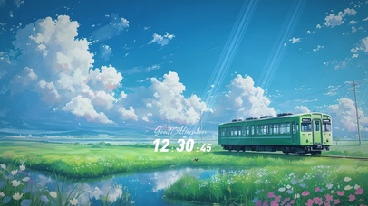 动漫风格绿色列车