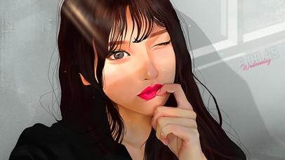 嘟嘴的红唇少女 