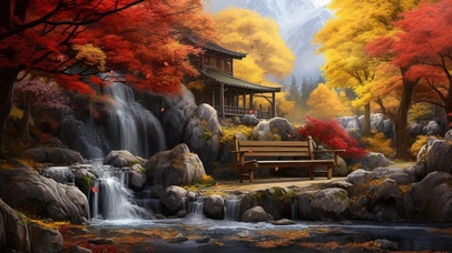 秋枫流瀑动态图