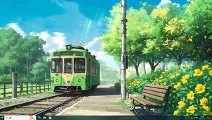 绿色街道列车