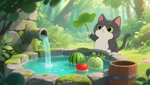 夏日清凉的泉水