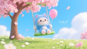 荡秋千的猫咪