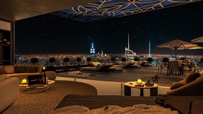 豪华公寓的城市夜景