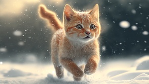 雪地中的小猫咪