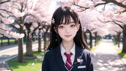 樱花树下校服美少女
