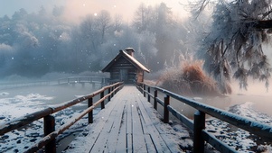雪天小木屋