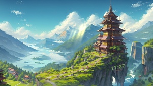 4K春天青山小塔