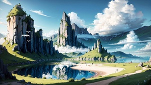 湖泊云海仙山