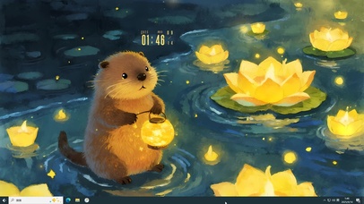 小水獭提着莲花灯