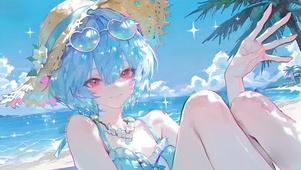 绫波丽-海边泳装少女