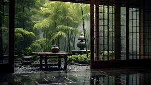雨中庭院