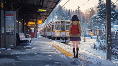 雪地列车少女