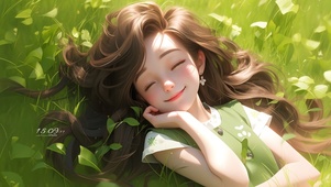 小清新草地阳光女孩