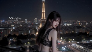 黑夜天台少女