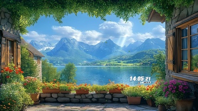 护眼湖畔阳台绿植