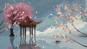 星空桃花水面