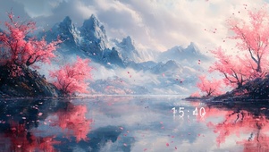 山间樱花湖畔