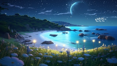 荧光治愈沙滩明月