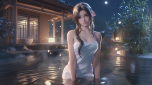 可爱泡温泉女孩