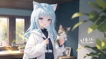 萌系可爱午后猫耳少女