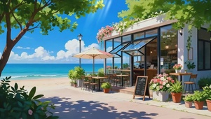 清新海边咖啡店