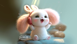 可爱治愈的粉公主兔