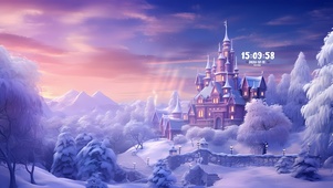 冬日雪景城堡	