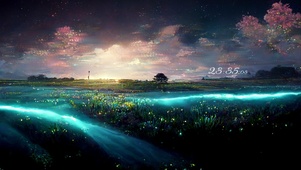 4k 唯美梦幻山丘湖泊星空