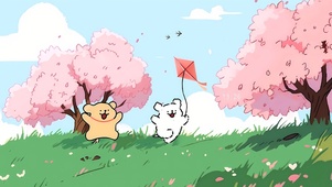 草地放风筝