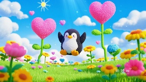 花漾壁纸|花田企鹅仔