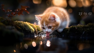 喝水的猫咪