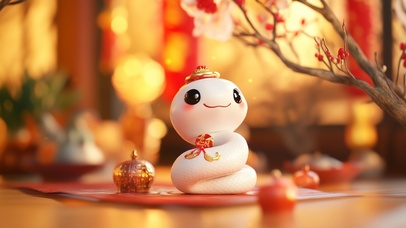 蛇年可爱小白蛇