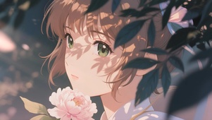 花与少女的静谧