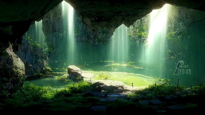 4K唯美治愈洞窟中的湖