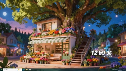 夜景花店树下景色桌面主题