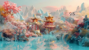 唯美山水小亭