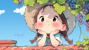 葡萄架的少女